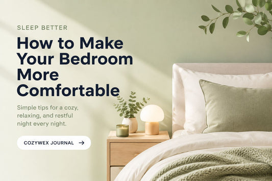 Cozy bedroom with soft lighting and neutral decor for better sleep and comfort