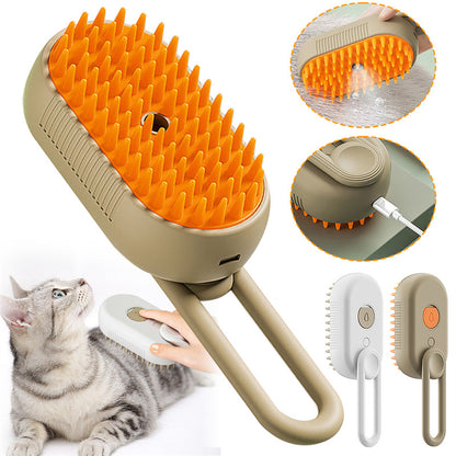 3-in-1 electric pet grooming brush with soft silicone bristles for cats and dogs