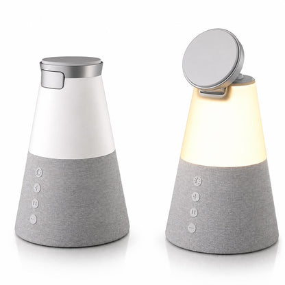3-in-1 speaker night light showing closed and illuminated positions