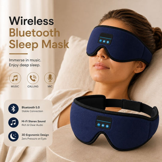 Wireless Bluetooth sleep mask with music, calling, mic, Hi-Fi audio, 3D ergonomic design for deep sleep comfort