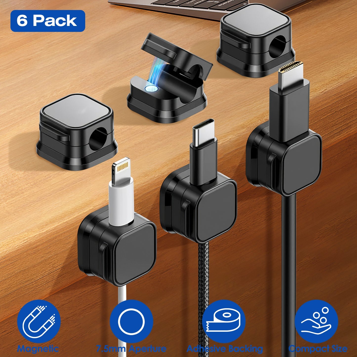 CozyWex™ Magnetic Cable Clips (6-Pack)