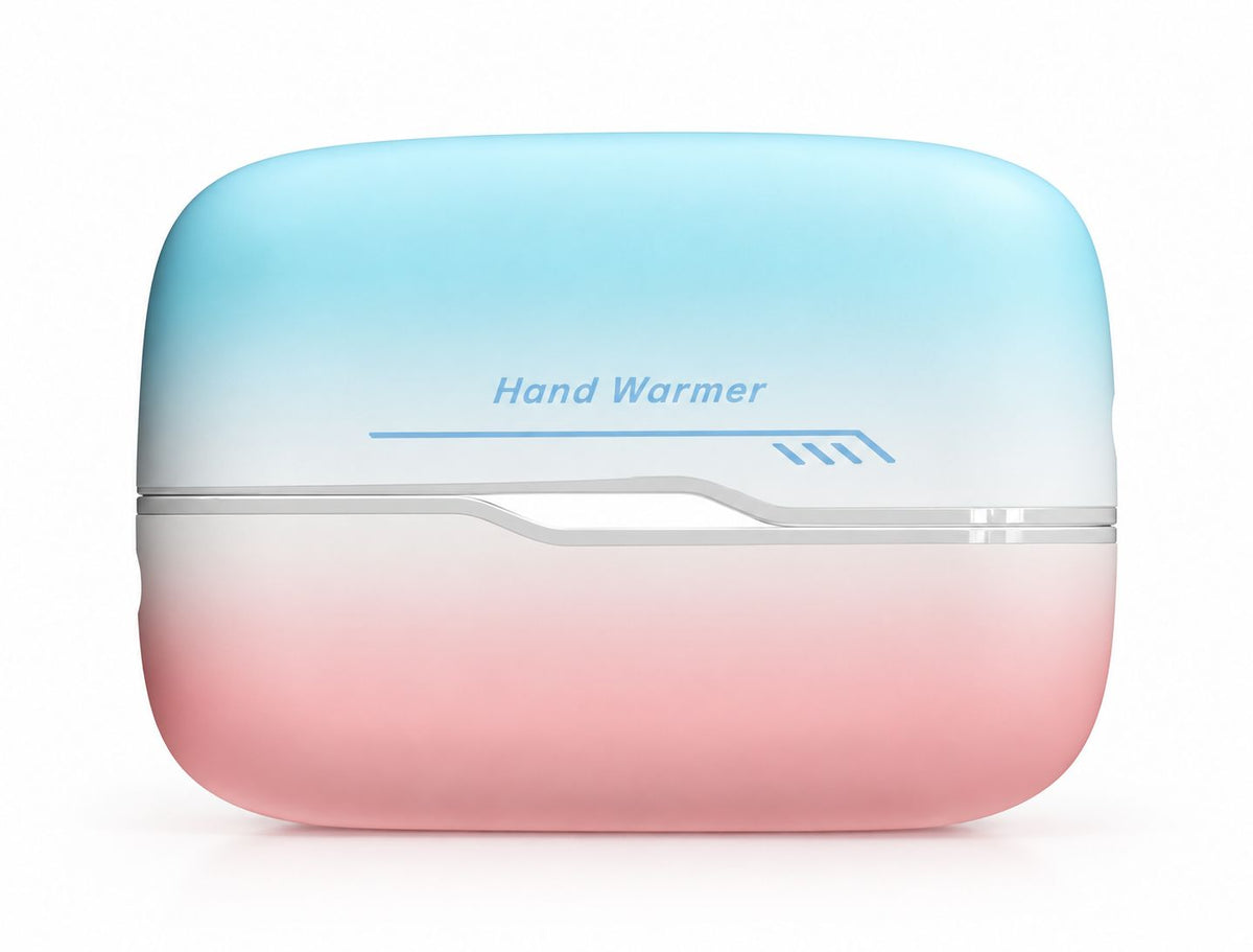 Gradient pink and blue rechargeable magnetic hand warmer closed