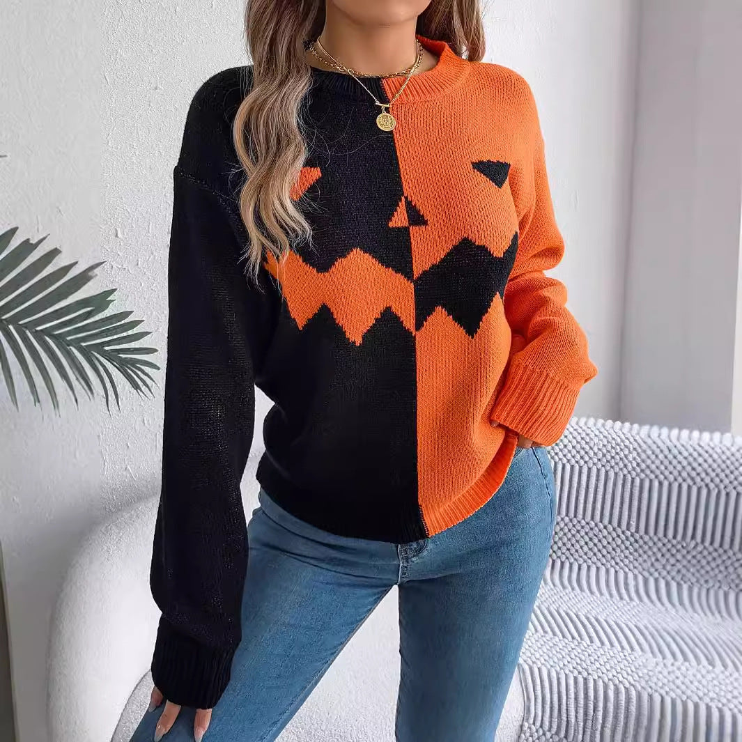 Orange and black pumpkin sweater
