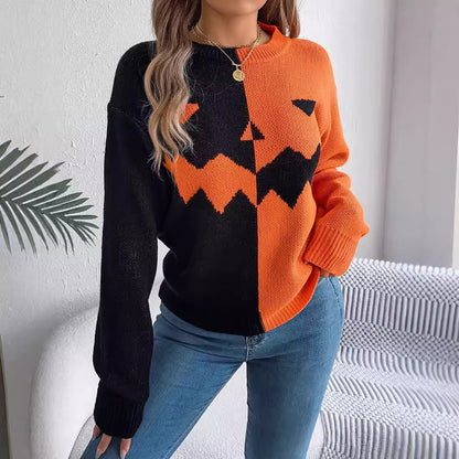 Orange and black pumpkin sweater