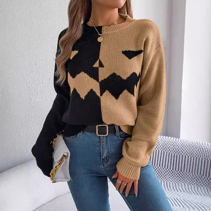 Tan and black pumpkin sweater