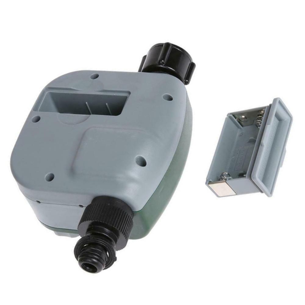 Back view of the digital garden water timer and removable battery cover