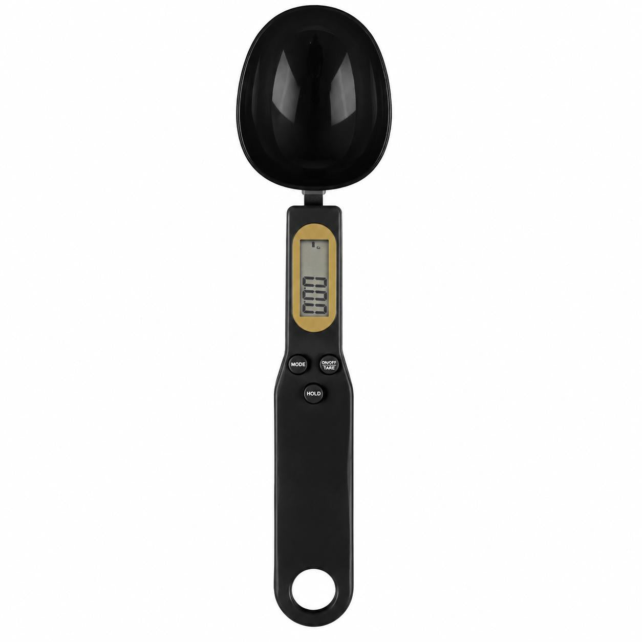 Black digital measuring spoon scale with LCD display and precision measurement handle