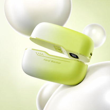 Green rechargeable magnetic hand warmer shown open