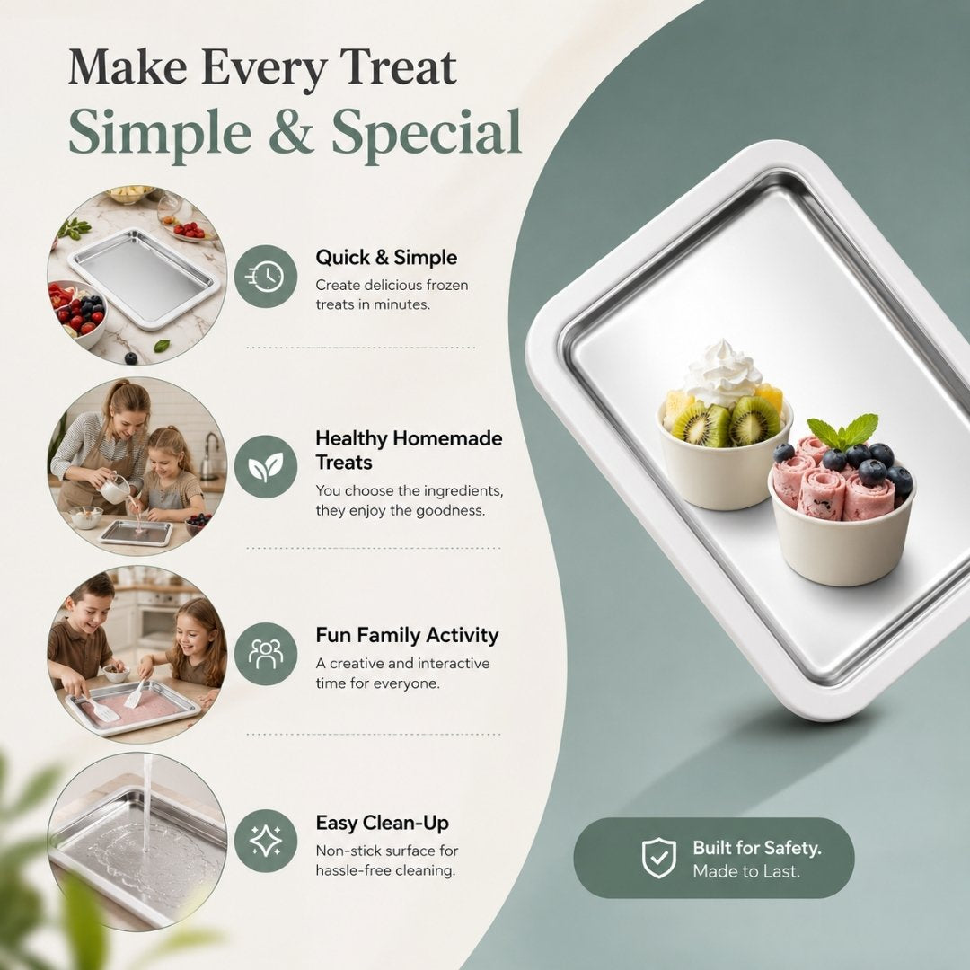 Ice Cream Roll Maker for homemade frozen treats, family activities and easy dessert preparation