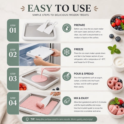 How to use an Ice Cream Roll Maker to freeze, spread, mix and roll homemade ice cream