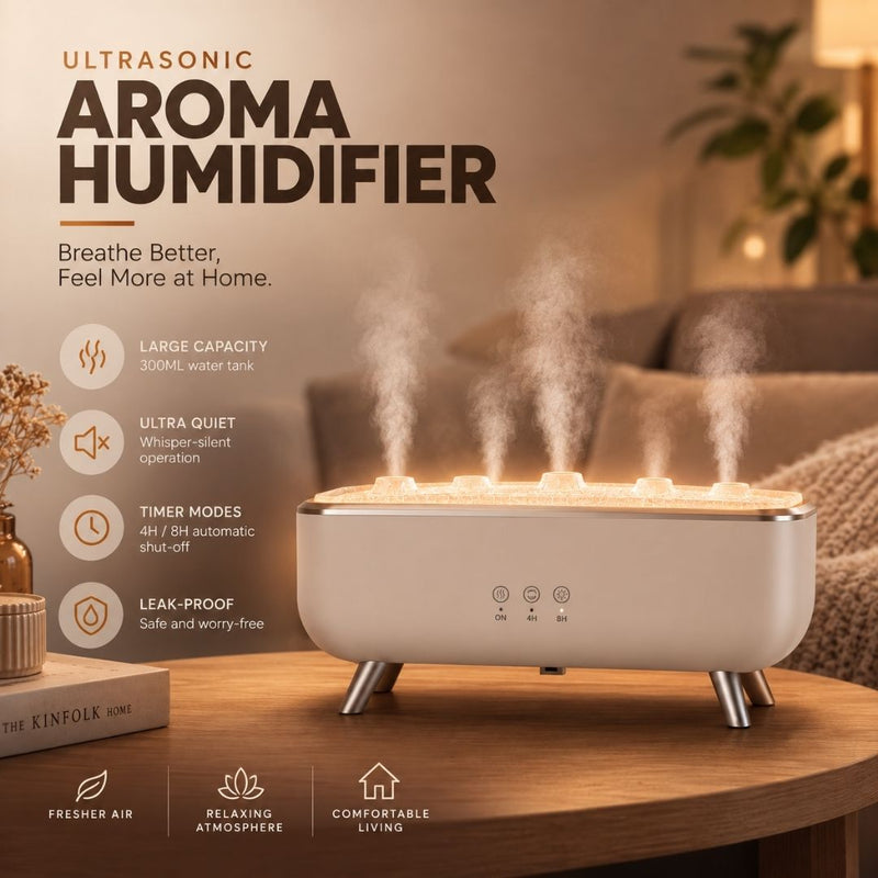 Jellyfish Aroma Diffuser with 300ml water tank, long-lasting mist, leak-proof design and automatic shut-off