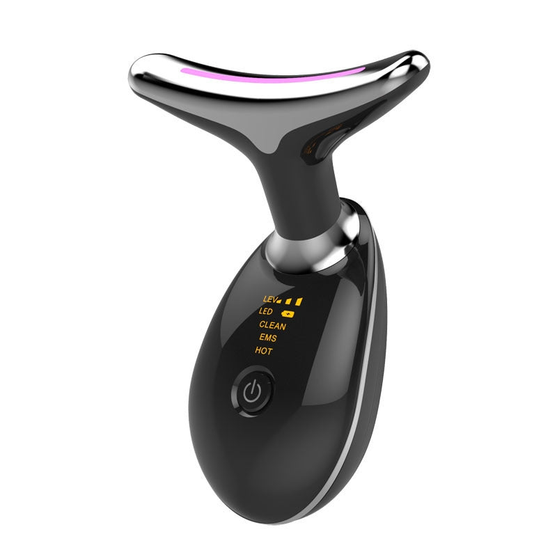 Black LED facial and neck massager with ergonomic design