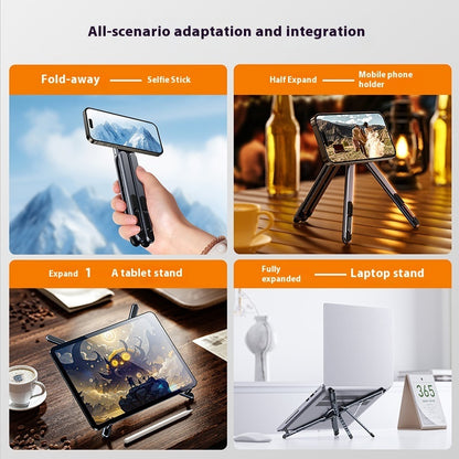 Magnetic stand demonstrating phone, tablet and laptop support modes