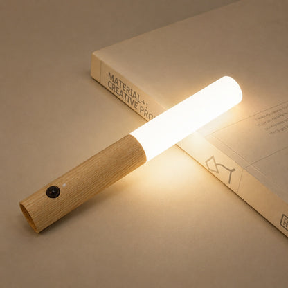 Motion Sensor Night Light with wooden housing and soft warm LED glow