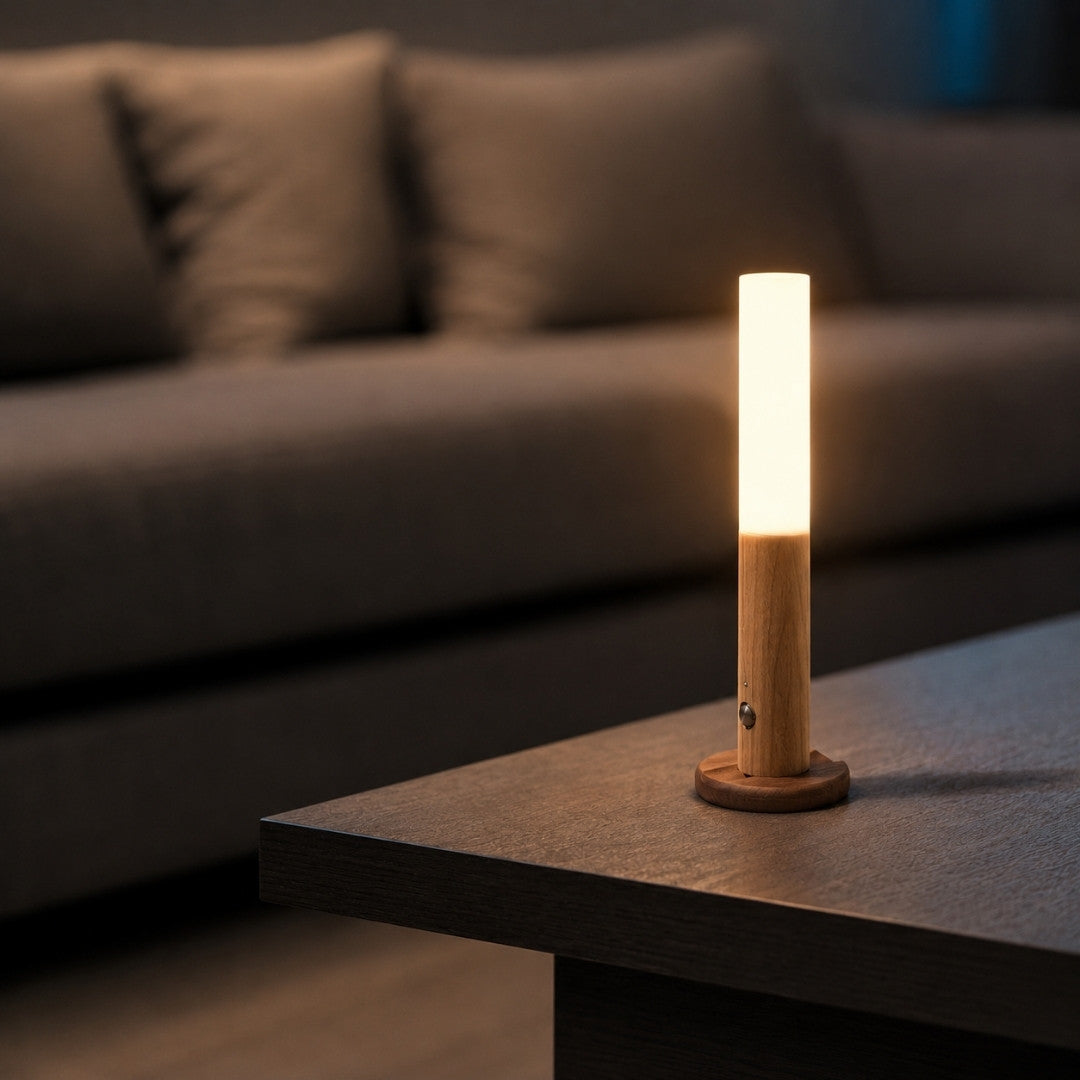 Motion Sensor Night Light used as a warm bedside table lamp