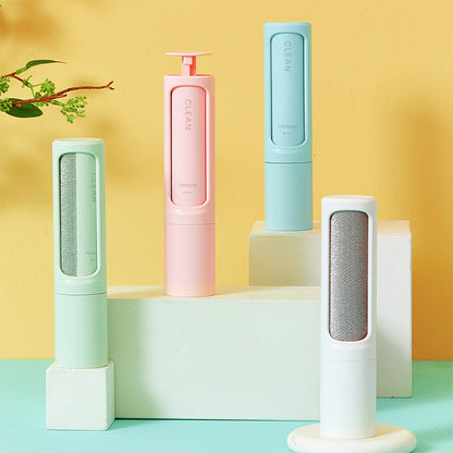 Reusable self-cleaning pet hair remover brushes displayed in multiple colors
