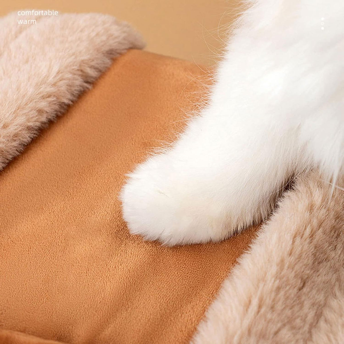 Close-up of the soft plush interior of a pet carrier backpack