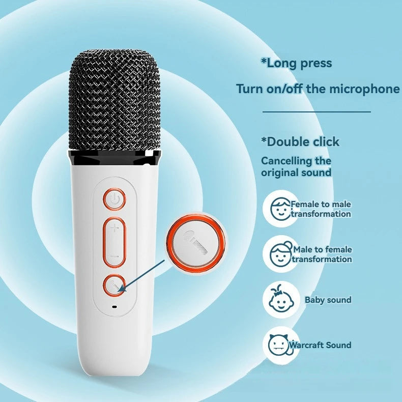 Microphone with control buttons on a blue background